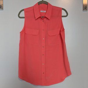 Equipment 100% silk pink sleeveless blouse
